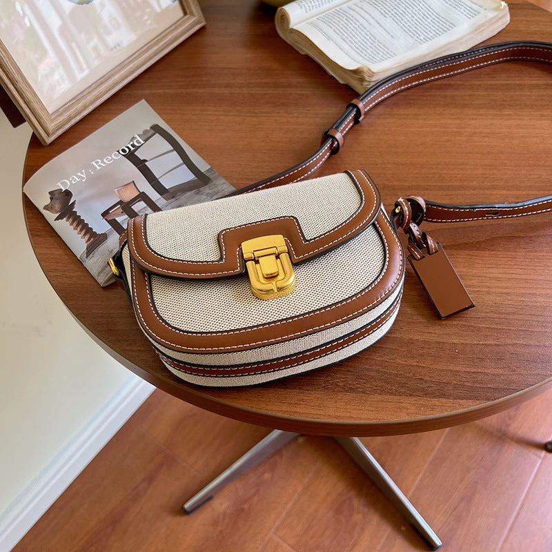 New Saddle Bag Commuter Shoulder Canvas Contrast Color Square Bag