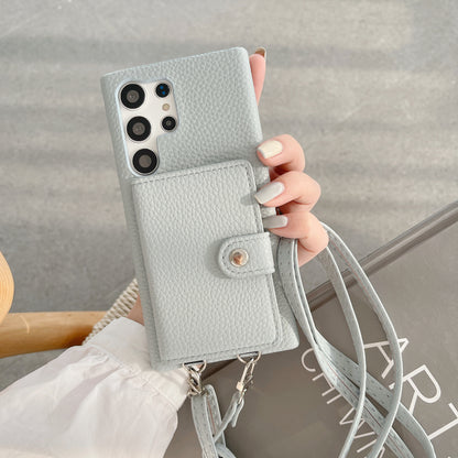 Lychee Pattern Card Left And Right Open Crossbody Phone Case | Compatible Models:  Samsung S20, Samsung S23, Samsung S24