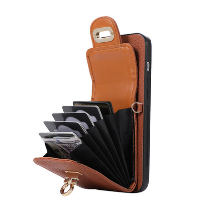 Leather Phone Case Creative Card-inserting Wallet Leather Case Crossbody Protective Case