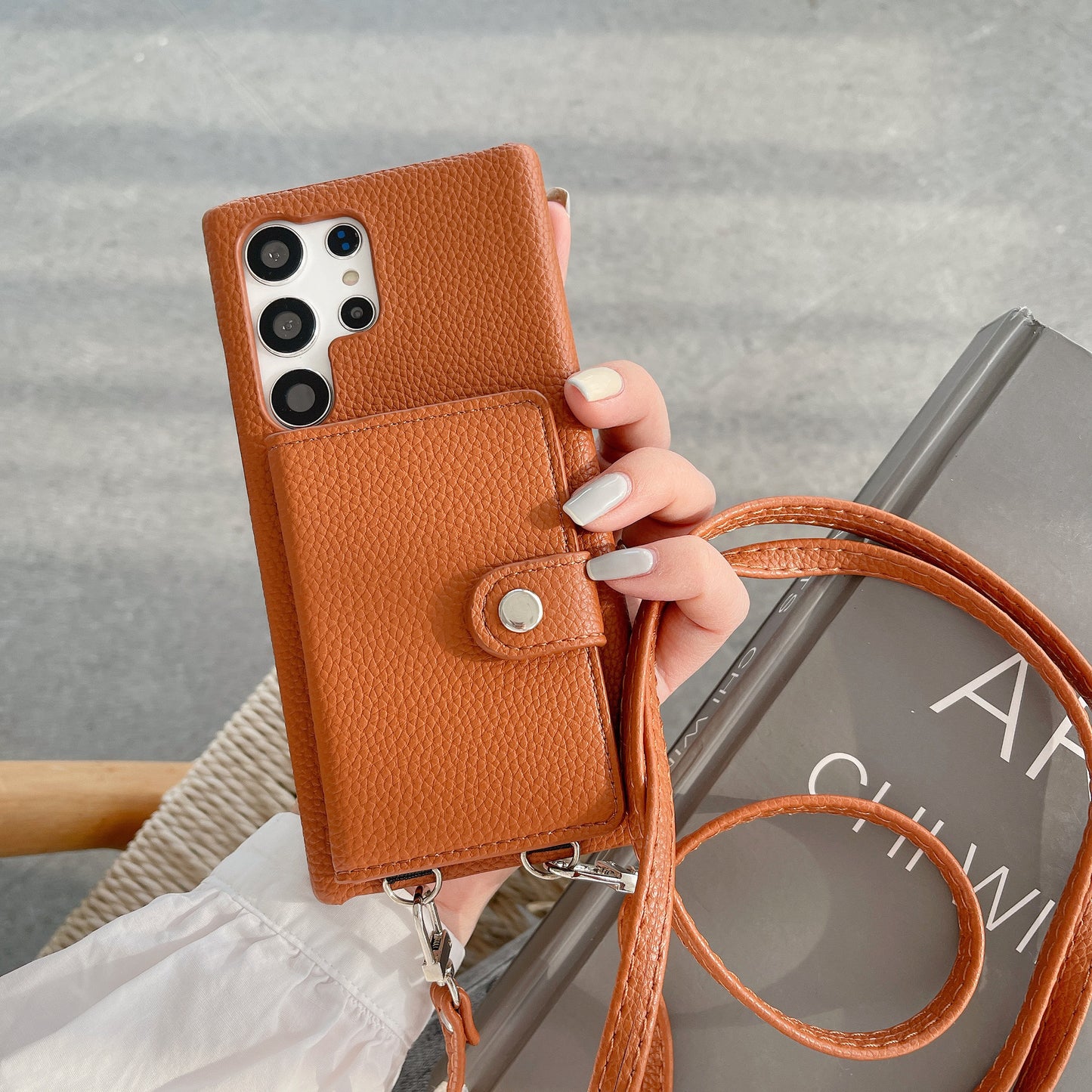 Lychee Pattern Card Left And Right Open Crossbody Phone Case | Compatible Models:  Samsung S20, Samsung S23, Samsung S24