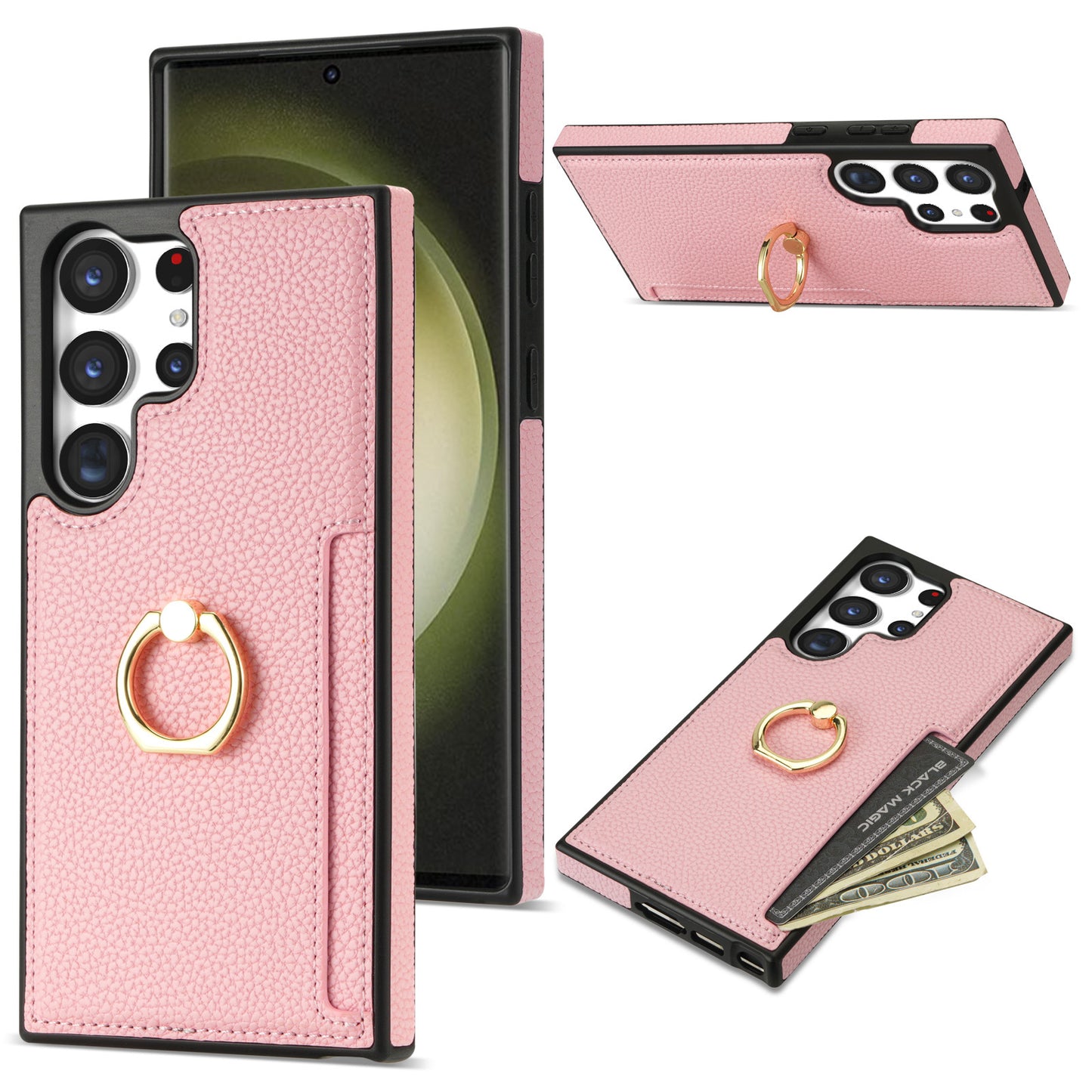 Litchi Pattern Fastened Ring Card Wallet Anti-fall Shell All Model Samsung S22 | Samsung S23 | Samsung S24