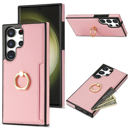 Litchi Pattern Fastened Ring Card Wallet Anti-fall Shell All Model Samsung S22 | Samsung S23 | Samsung S24