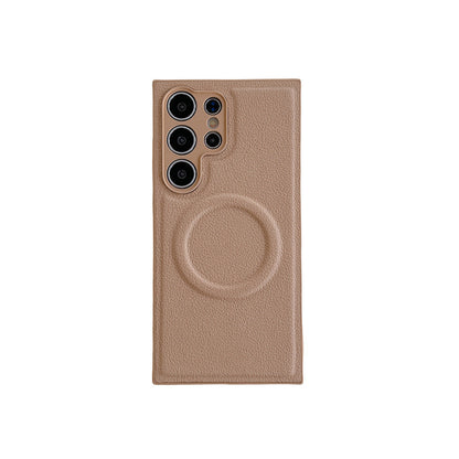 Plain Leather Magnetic Phone Case | Drop-resistant Protective Cover | All Model | Samsung S23 | Samsung S24 | Samsung S25